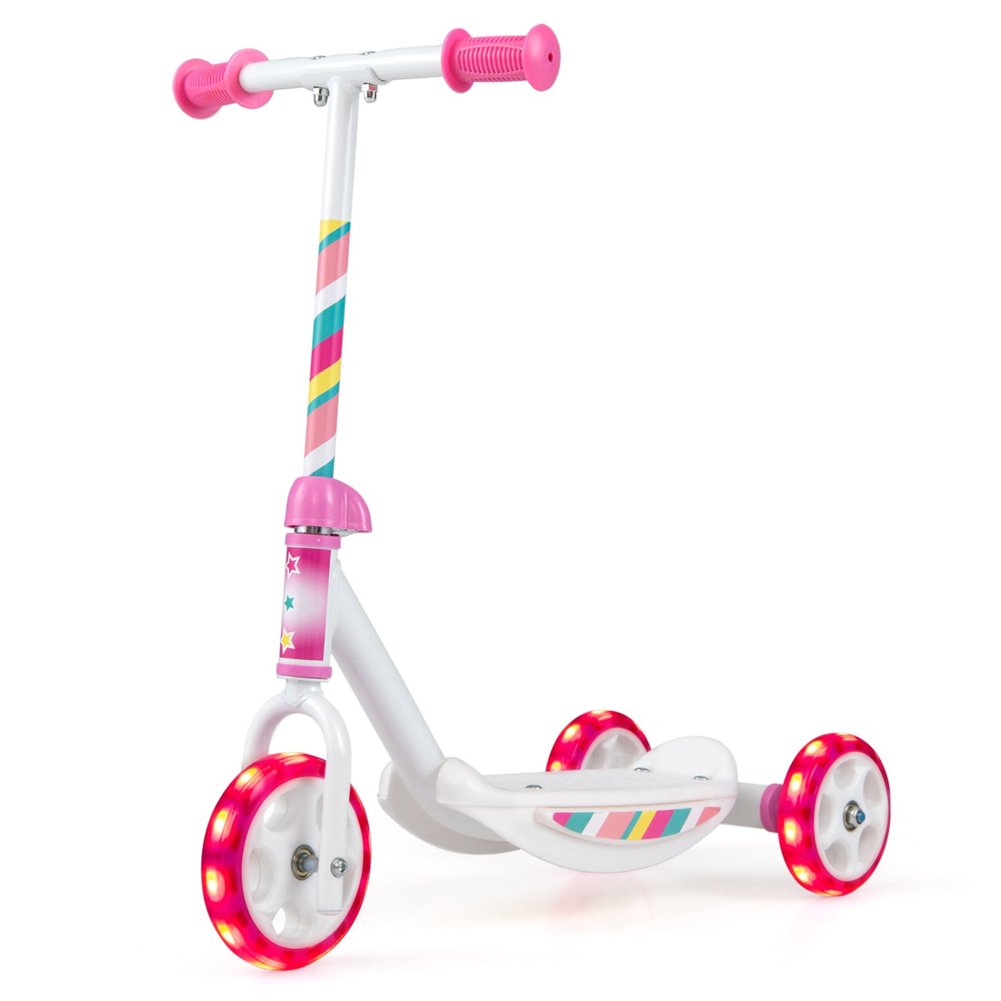 Toddlers Kick Scooter with LED Light-Up Wheels and Wide Anti-Slip Deck for Boys and Girls, Pink Scooters at Gallery Canada