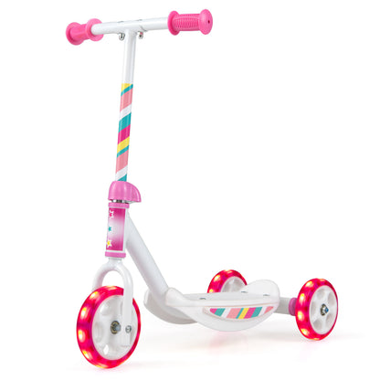 Toddlers Kick Scooter with LED Light-Up Wheels and Wide Anti-Slip Deck for Boys and Girls, Pink Scooters at Gallery Canada