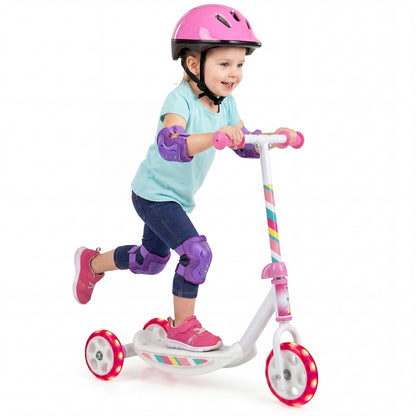 Toddlers Kick Scooter with LED Light-Up Wheels and Wide Anti-Slip Deck for Boys and Girls, Pink Scooters Pink at Gallery Canada