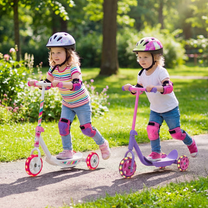 Toddlers Kick Scooter with LED Light-Up Wheels and Wide Anti-Slip Deck for Boys and Girls, Pink Scooters at Gallery Canada