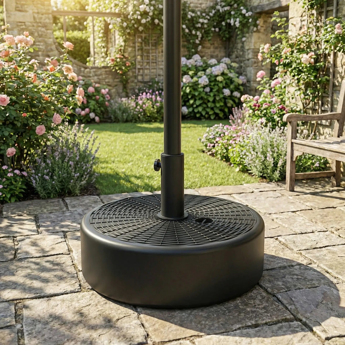 Patio Umbrella Base With Handle, 1.5" And 1.9" Poles, Black Umbrella Bases at Gallery Canada