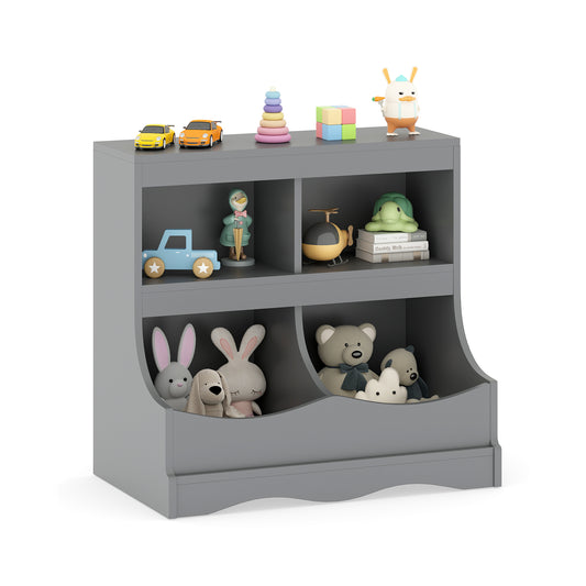 Toy Storage Organizer 4-Cubby Kids Bookcase for Toys and Books, Gray Kids Storage Gray at Gallery Canada