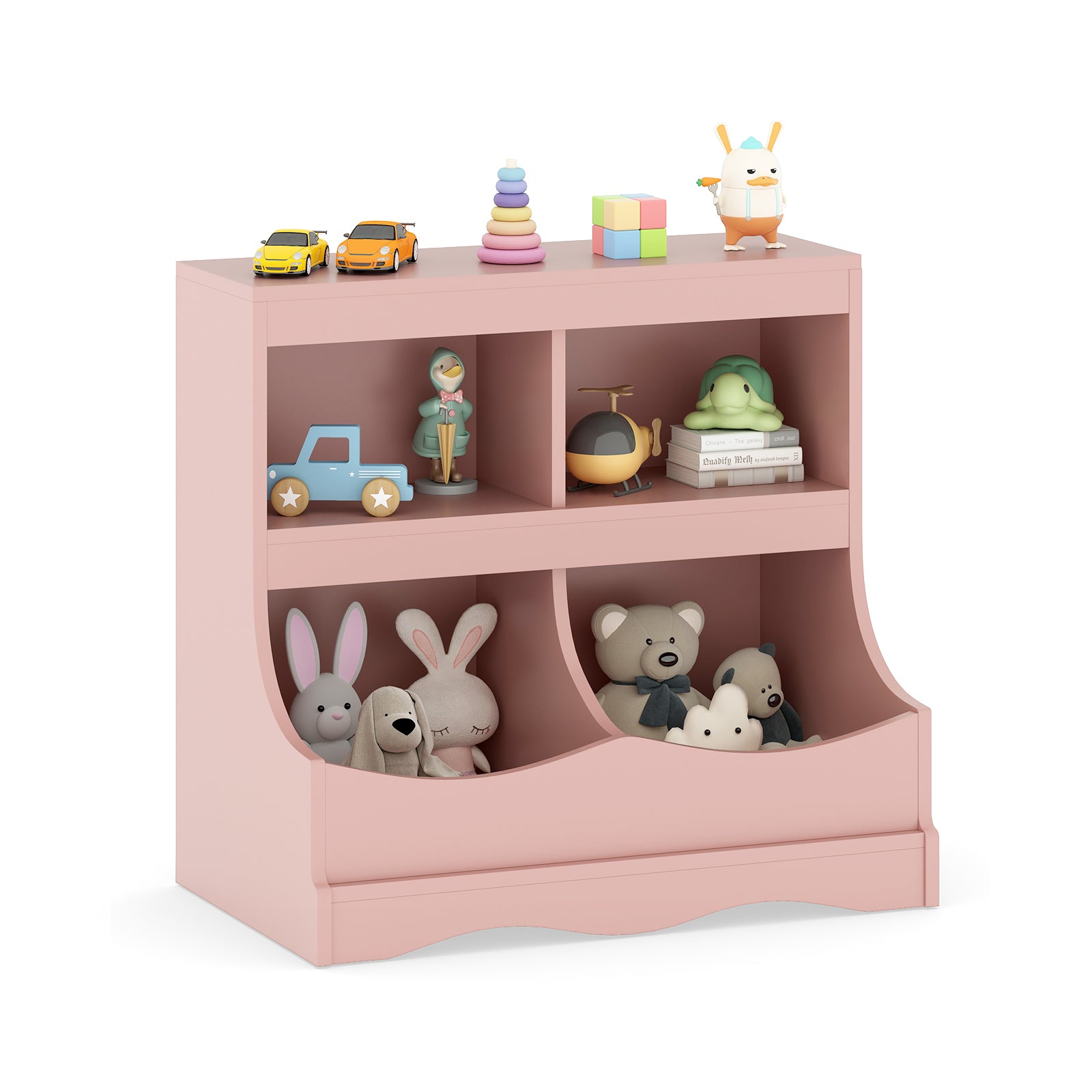 Toy Storage Organizer 4-Cubby Kids Bookcase for Toys and Books, Pink Kids Storage at Gallery Canada