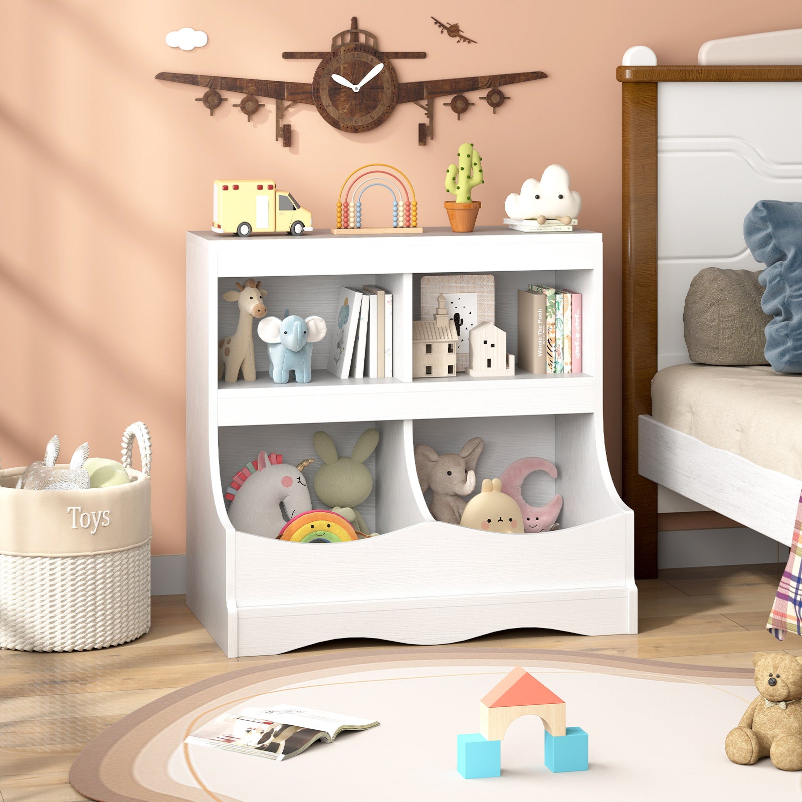 Toy Storage Organizer 4-Cubby Kids Bookcase for Toys and Books, White Kids Storage at Gallery Canada