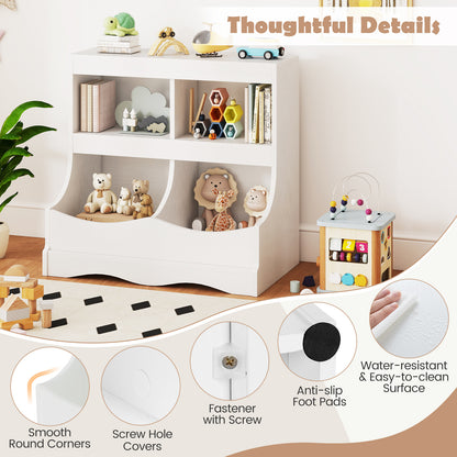 Toy Storage Organizer 4-Cubby Kids Bookcase for Toys and Books, White Kids Storage at Gallery Canada