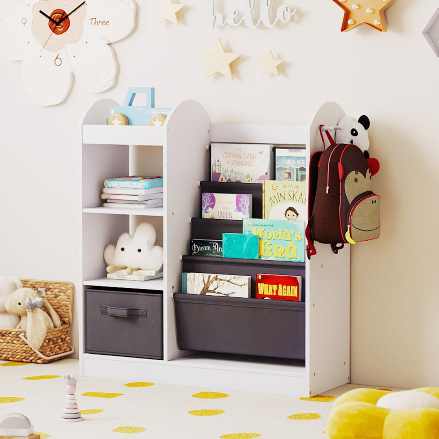 Toy Storage Organizer with 4-Tier Sling Shelves, White Kids Storage at Gallery Canada