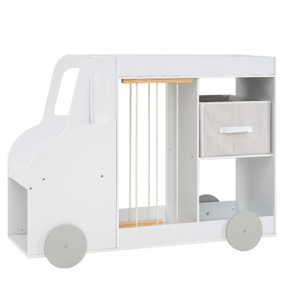 Toy Storage Organizer with Stuffed Animal Storage Fabric Drawer and Universal Wheels, White Kids Storage at Gallery Canada