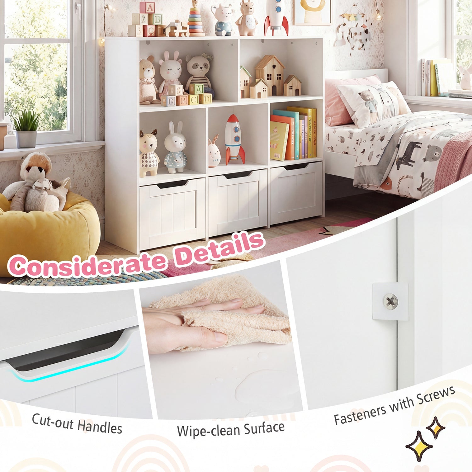 Toy Storage Organizer, 3 Drawers, 5 Cubbies, White Kids Storage at Gallery Canada