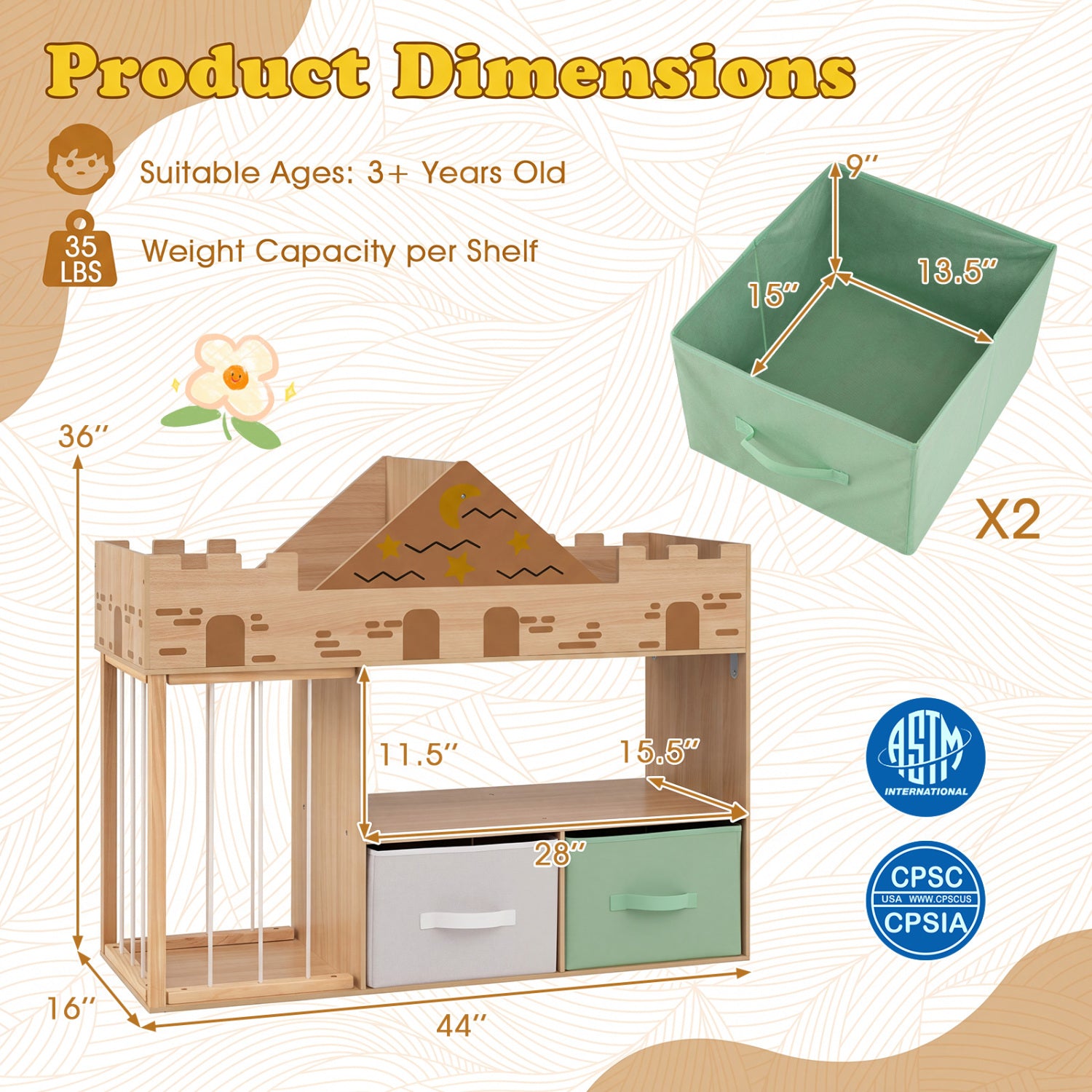 Toy Storage Organizer with Shelves, Natural Kids Storage at Gallery Canada