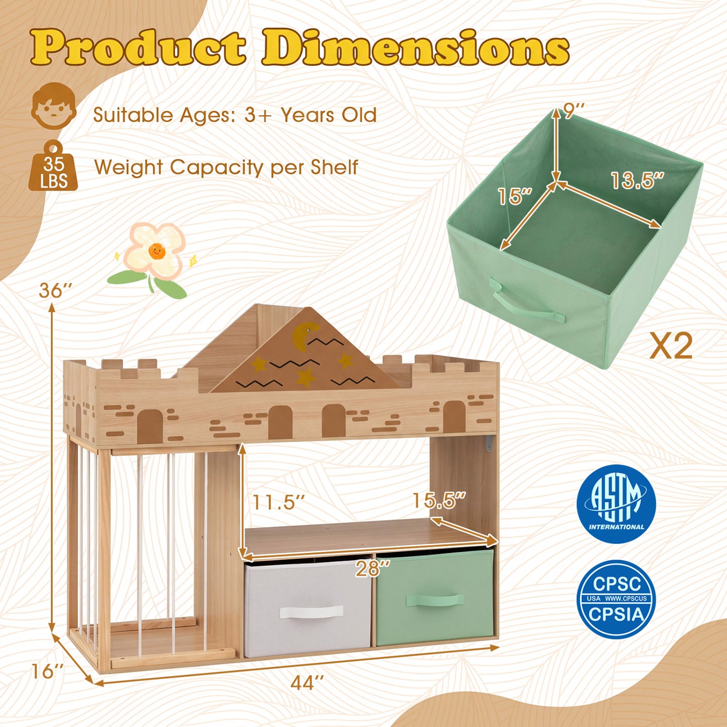Toy Storage Organizer with Shelves, Natural Kids Storage at Gallery Canada