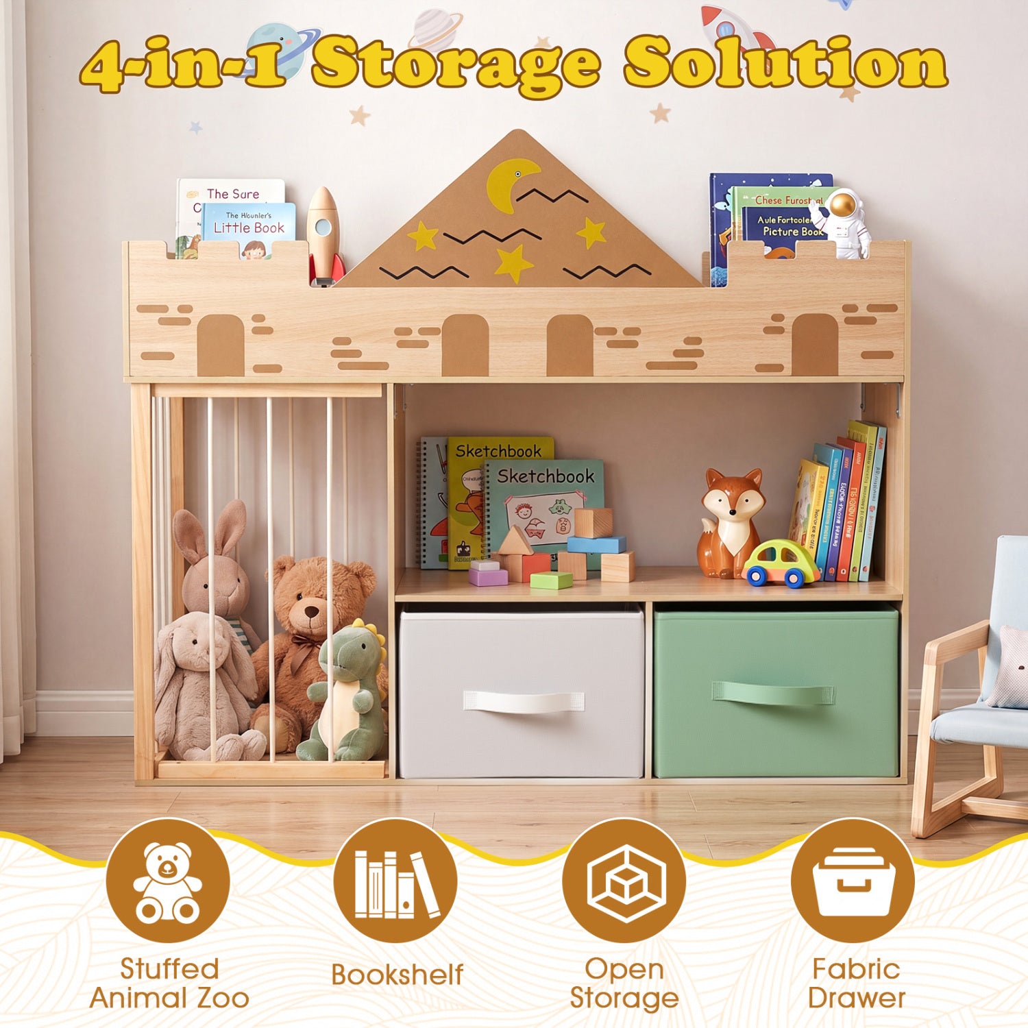 Toy Storage Organizer with Shelves, Natural Kids Storage at Gallery Canada