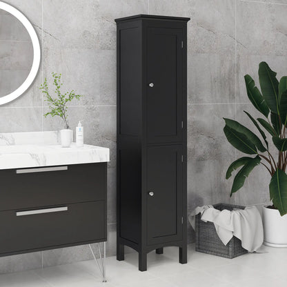 Tall Bathroom Cabinet, Freestanding Storage Organizer, 15" x 13" x 63", Black Bathroom Cabinets at Gallery Canada