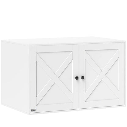 Cat Litter Box Enclosure, Double Doors, Handles, 31.5" x 21" x 20", White Cat Litter Box Enclosures White at Gallery Canada