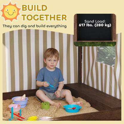 Kids Sandbox with Canopy, Bench Seats, 56" x 40" x 52", Brown Sandboxes & Accessories at Gallery Canada
