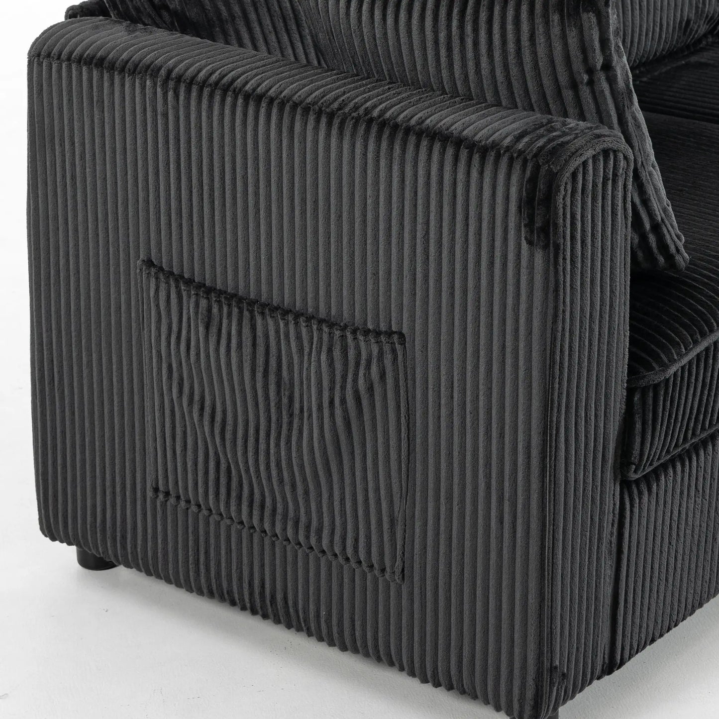 Canapé modulaire en velours côtelé en forme de U, pouf de rangement double, 4 coussins, gris foncé