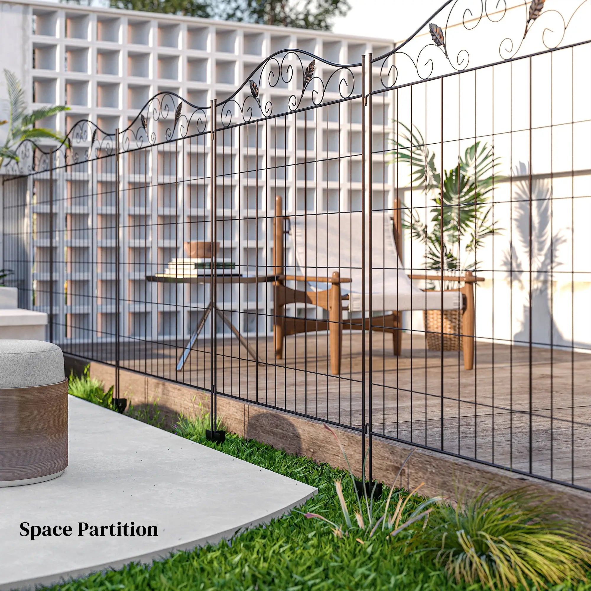 Garden Decorative Fence, 4 Panels 44in x 12ft, Steel Wire Border Edging Garden Fences at Gallery Canada