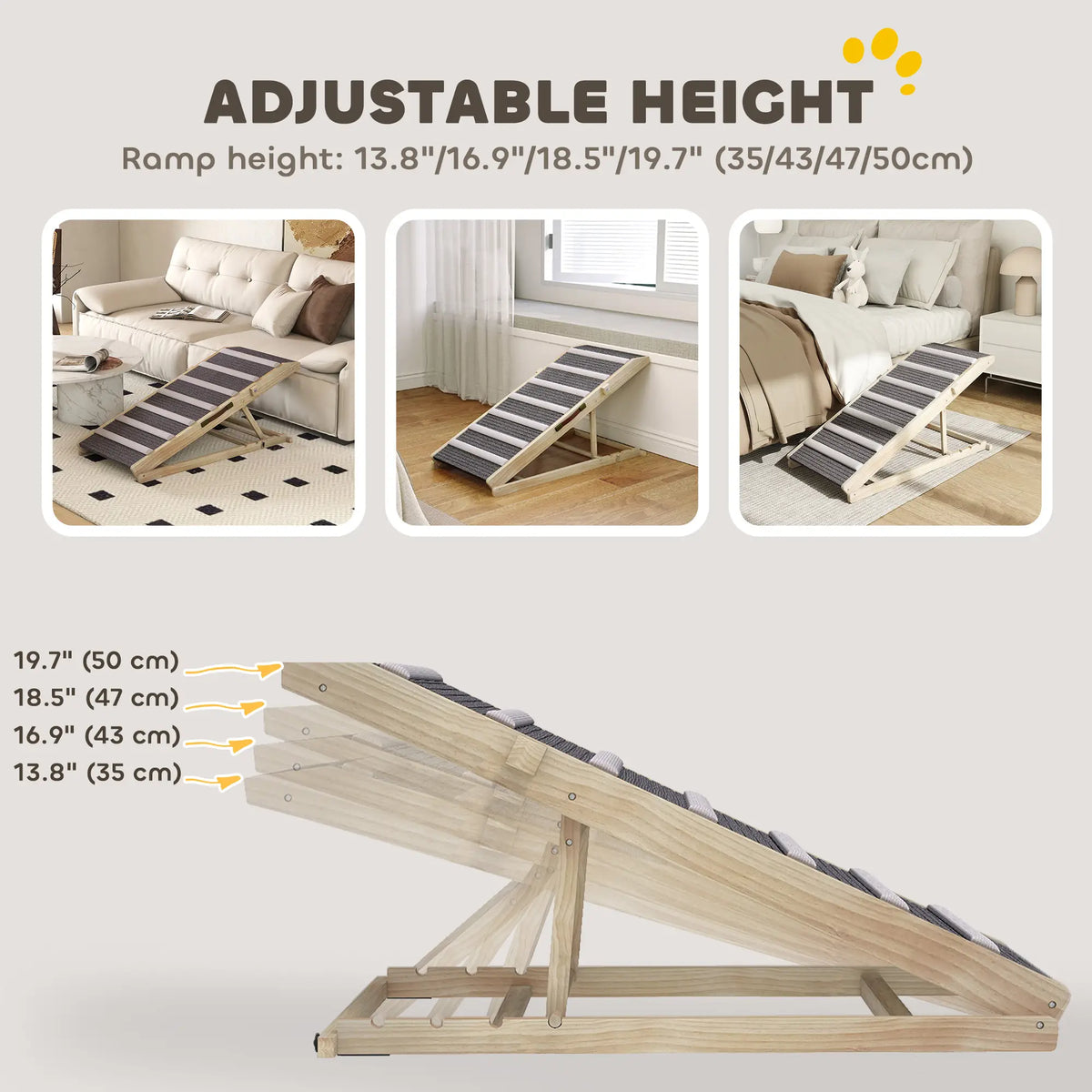 Foldable Dog Ramp For Couch, 4 Adjustable Height 14" to 20", Small to Large Dog Dog Stairs at Gallery Canada