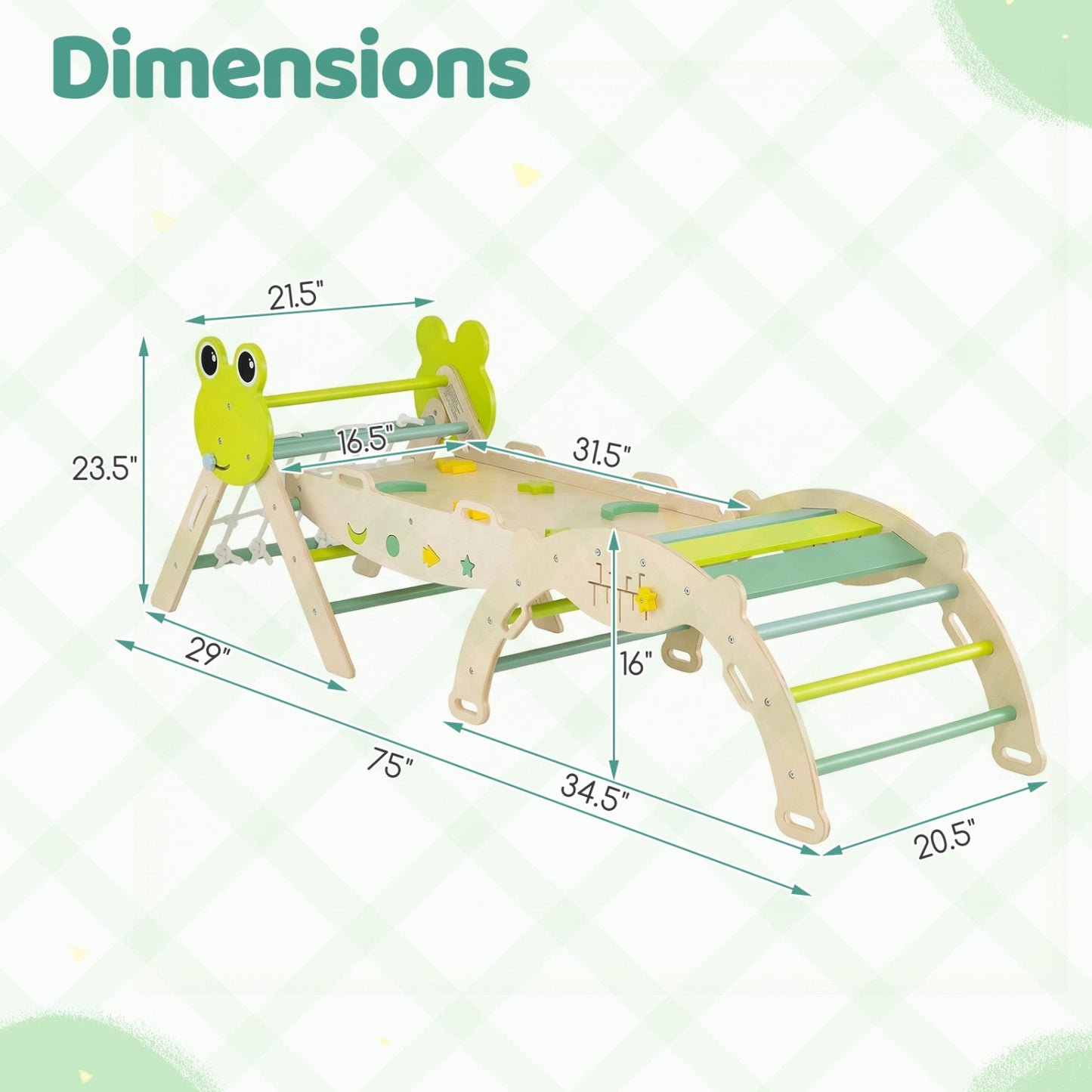Triangle Climbing Set, Foldable Jungle Gym With Arch Ramp, Green Climbers & Slides at Gallery Canada