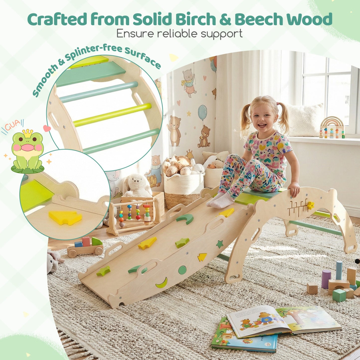 Triangle Climbing Set, Foldable Jungle Gym With Arch Ramp, Green Climbers & Slides at Gallery Canada