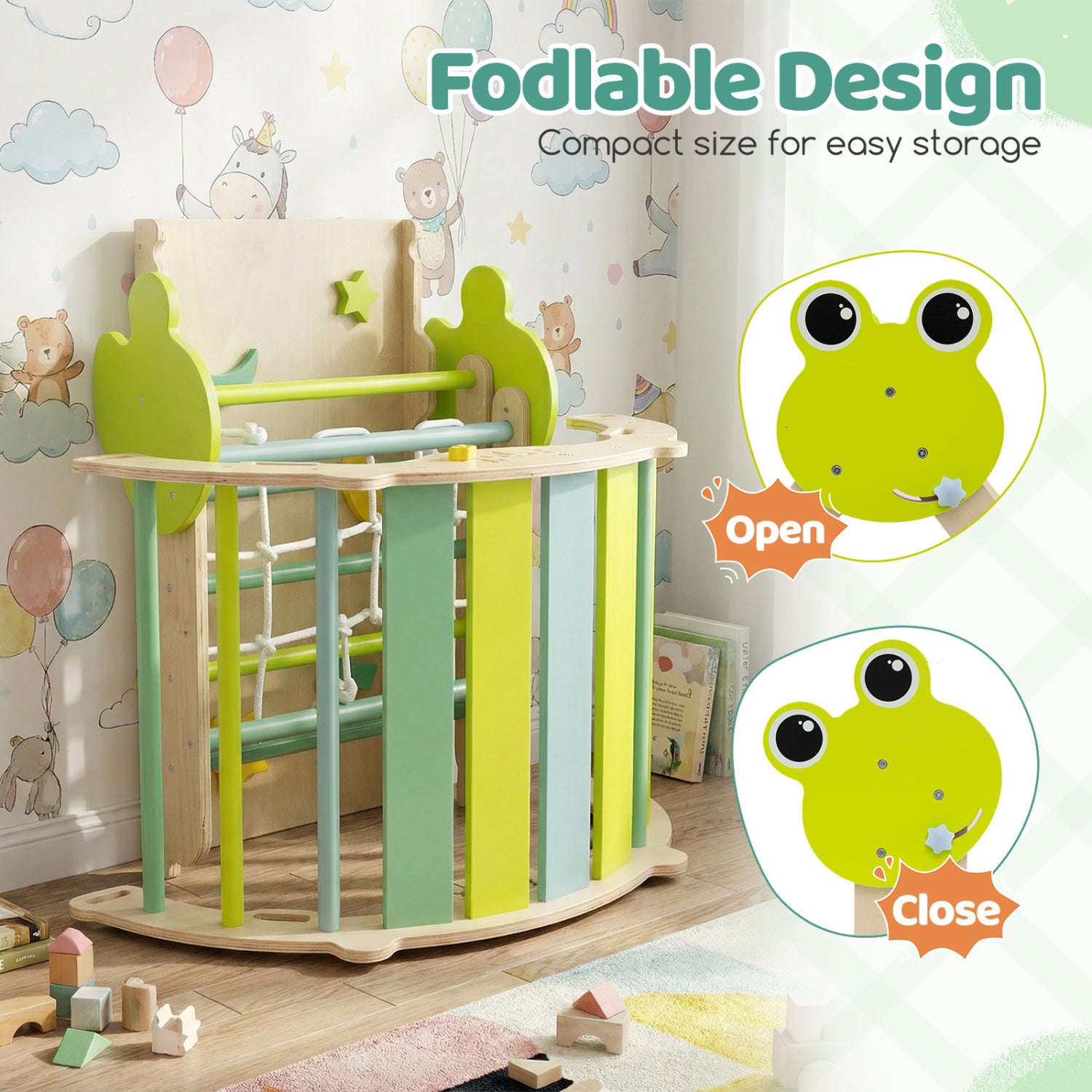 Triangle Climbing Set, Foldable Jungle Gym With Arch Ramp, Green Climbers & Slides at Gallery Canada