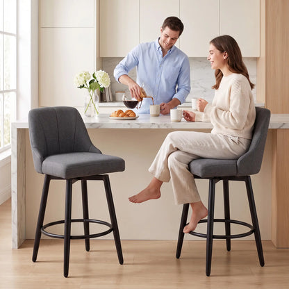 Swivel Bar Stools Set of 2, Counter Height, Dark Grey Bar Stools at Gallery Canada