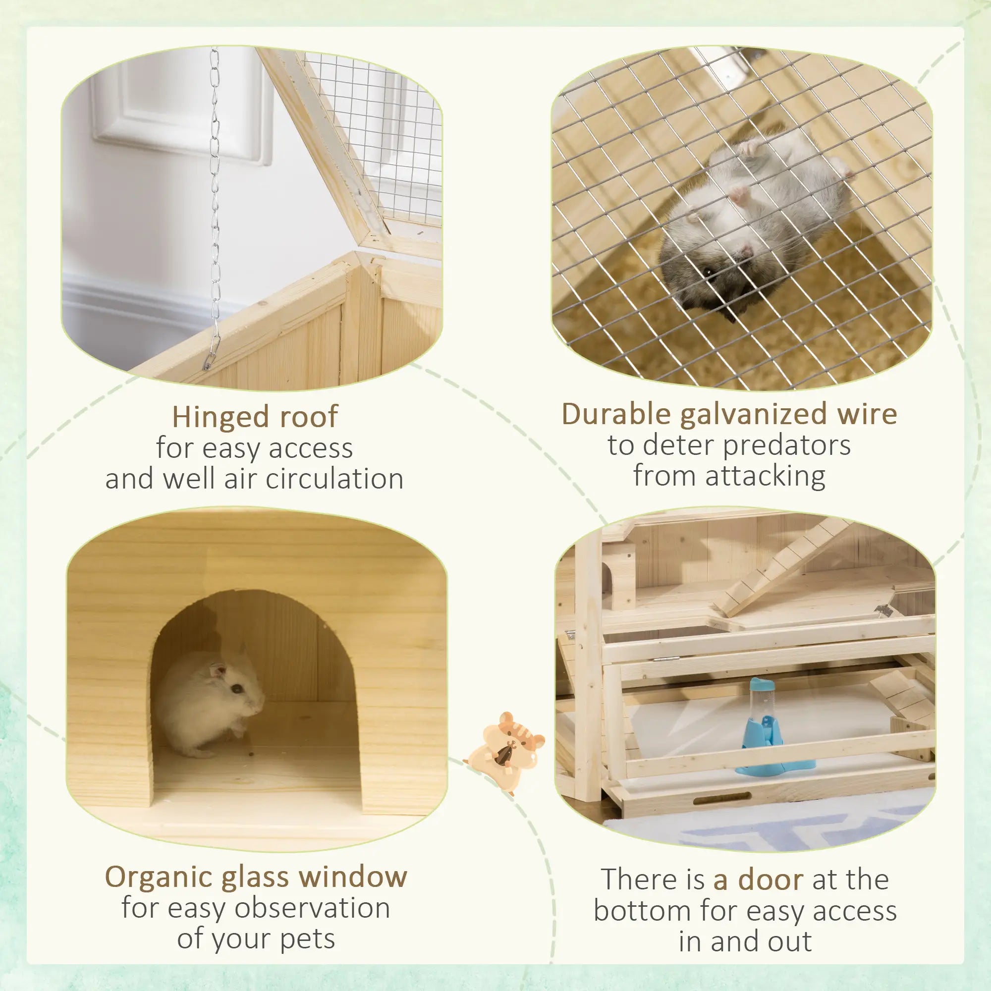 Large Wooden Hamster Cage, 3 Tier with Tray, Seesaws, Water Bottle Hamster Cages at Gallery Canada