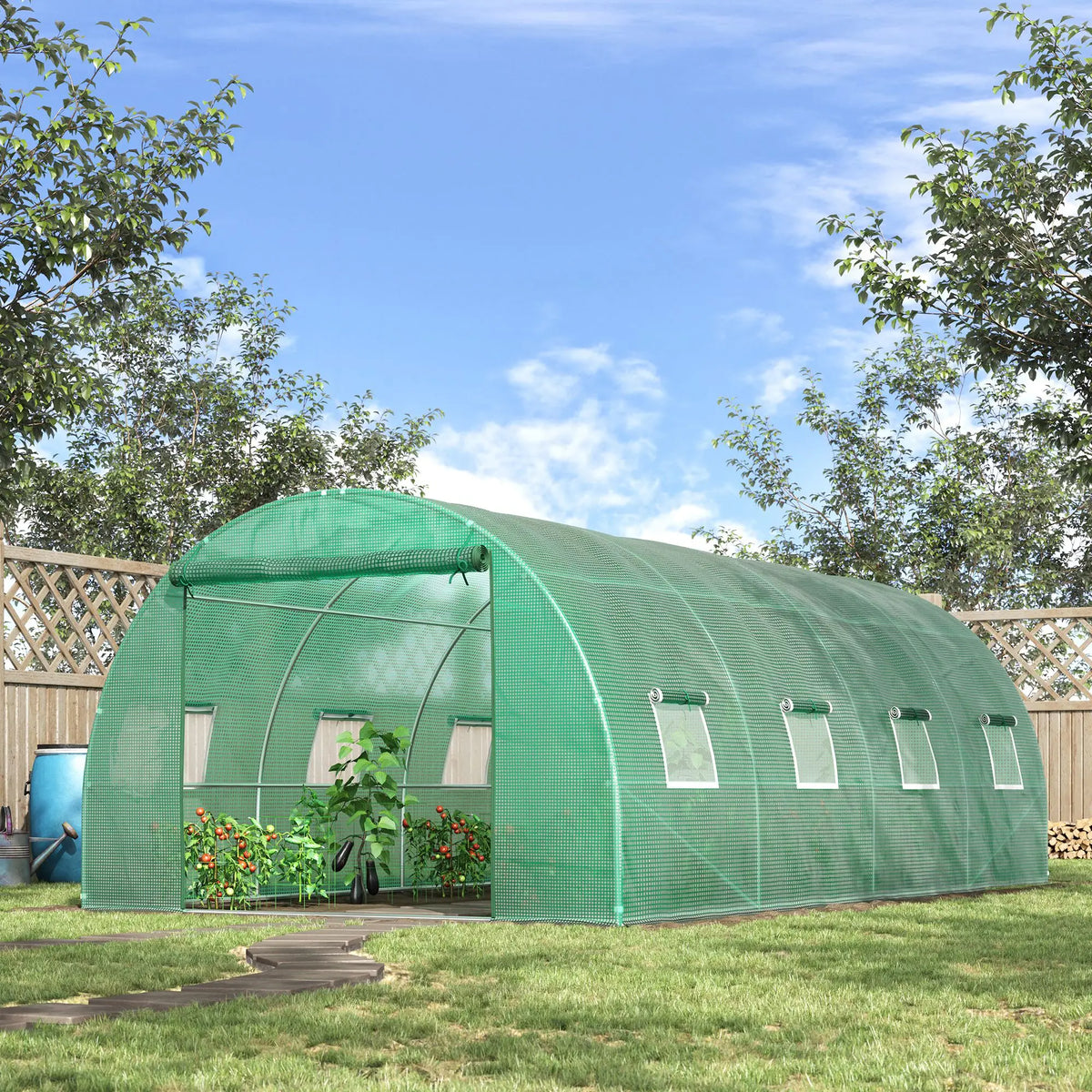 Walk-In Tunnel Greenhouse, 19x10x6.6ft, Zipped Door, 8 Mesh Windows, Green Tunnel Greenhouses at Gallery Canada