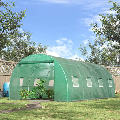 Walk-In Tunnel Greenhouse, 19x10x6.6ft, Zipped Door, 8 Mesh Windows, Green Tunnel Greenhouses at Gallery Canada