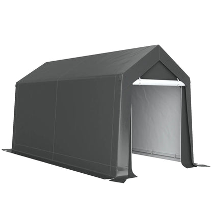 7' x 12' Outdoor Storage Shed, Portable Garage, Roll-up Door, Dark Grey Car Shelters at Gallery Canada