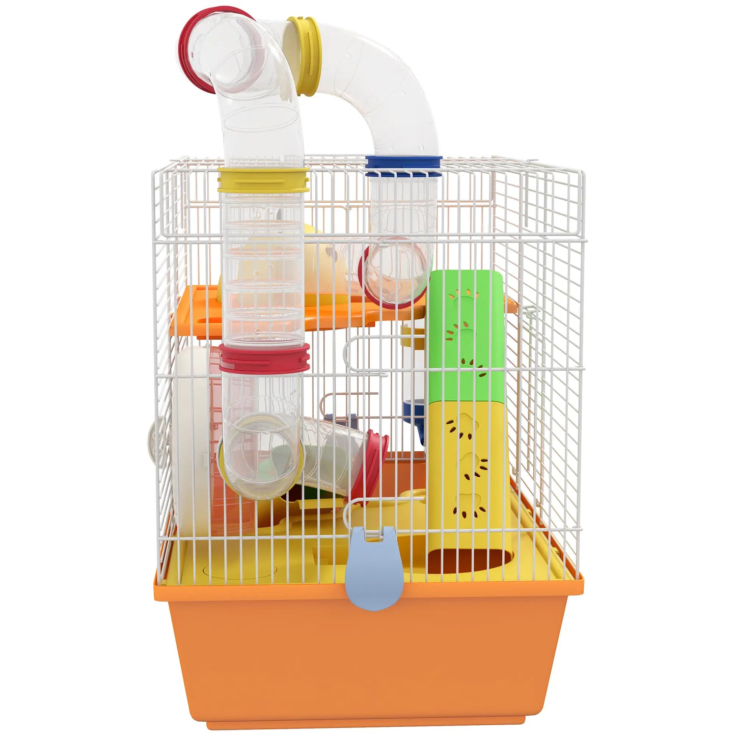 3 Tier Hamster Cage, Tunnels, Water Bottle, Exercise Wheel, 18" x 11" x 15", Orange Hamster Cages at Gallery Canada