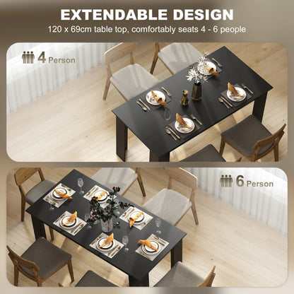 63" Kitchen Table for 4-6 People, Wood Effect, Black Dining Tables at Gallery Canada