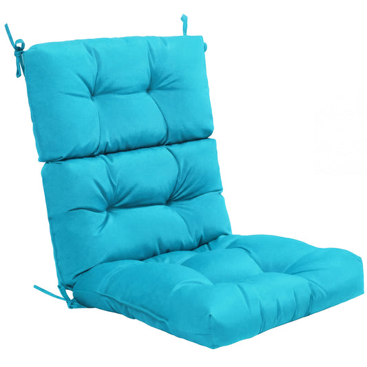 Tufted Patio High Back Chair Cushion with Non-Slip String Ties, Turquoise Outdoor Furniture Accessories Turquoise at Gallery Canada