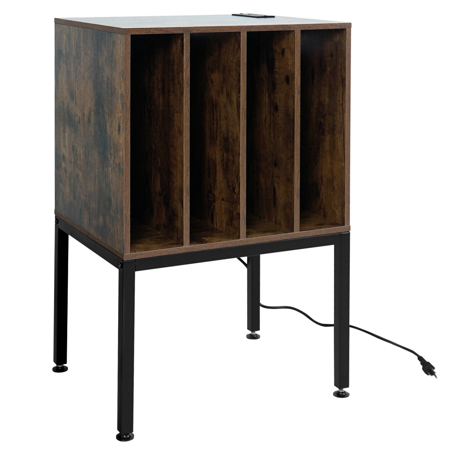 Turntable Record Player Stand With Power Outlets, Rustic Brown End & Side Tables Rustic Brown at Gallery Canada