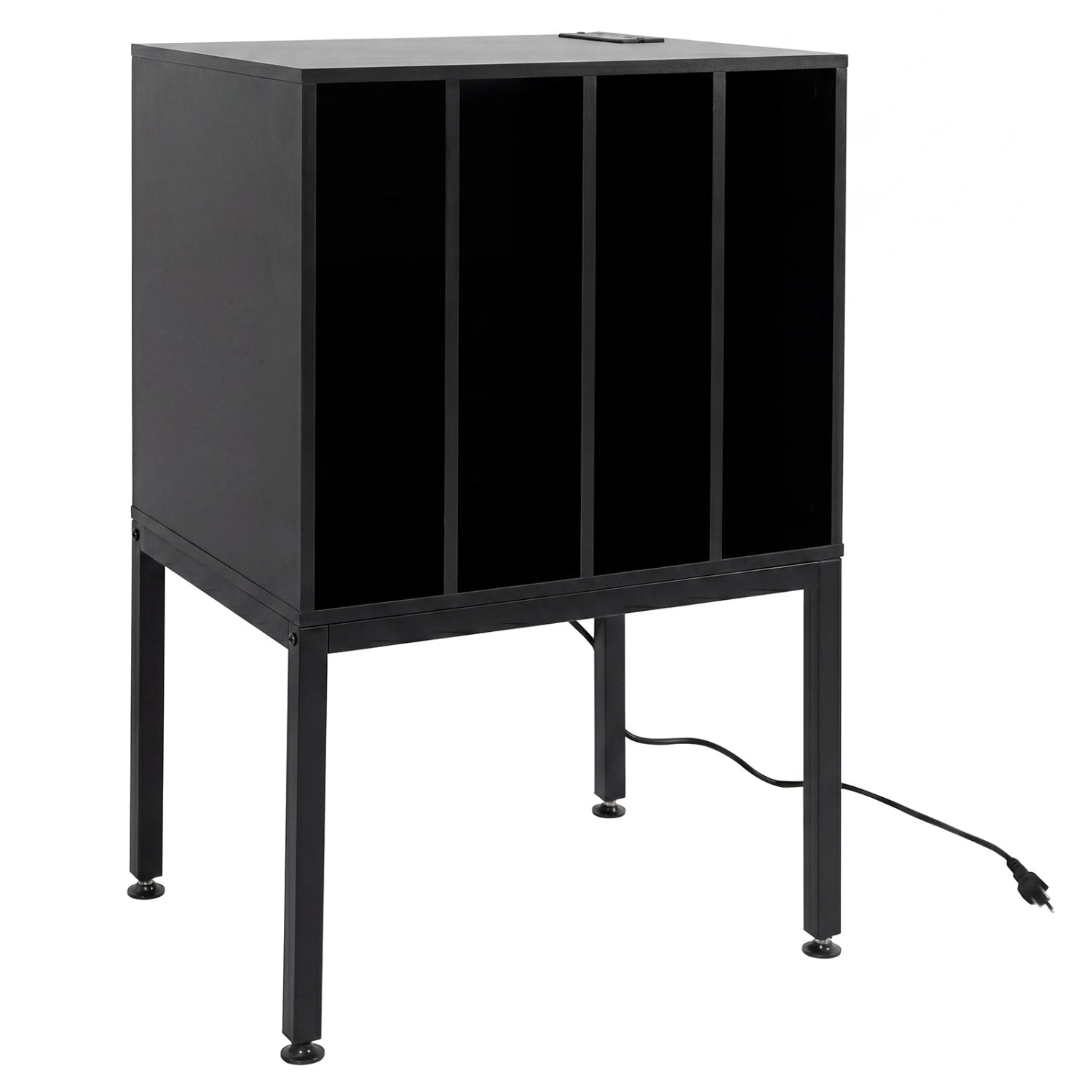 Turntable Record Player Stand With Power Outlets, Black End & Side Tables Black at Gallery Canada