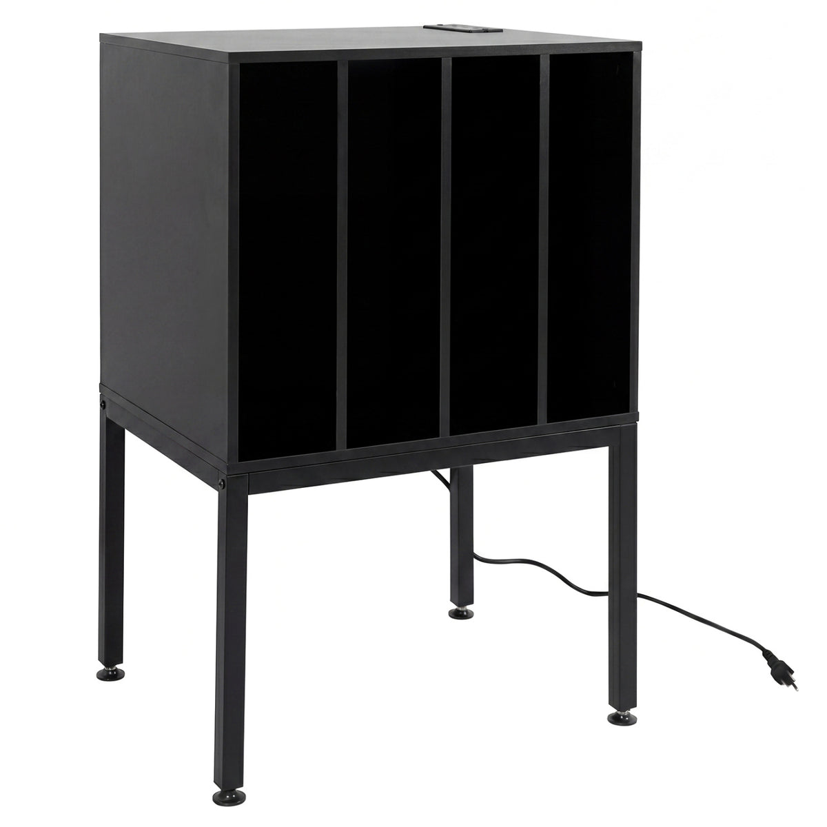 Turntable Record Player Stand With Power Outlets, Black End & Side Tables Black at Gallery Canada