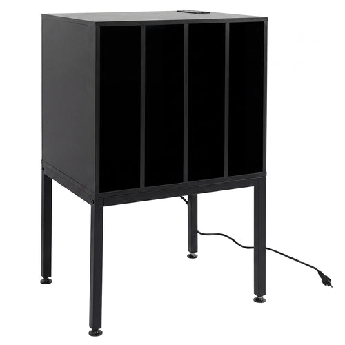 Turntable Record Player Stand With Power Outlets, Black