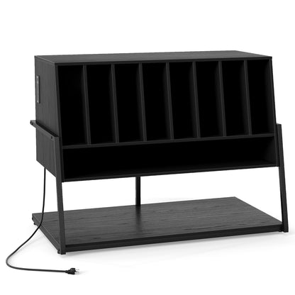 Turntable Stand With Vinyl Shelves, Charging Station, Black End & Side Tables at Gallery Canada