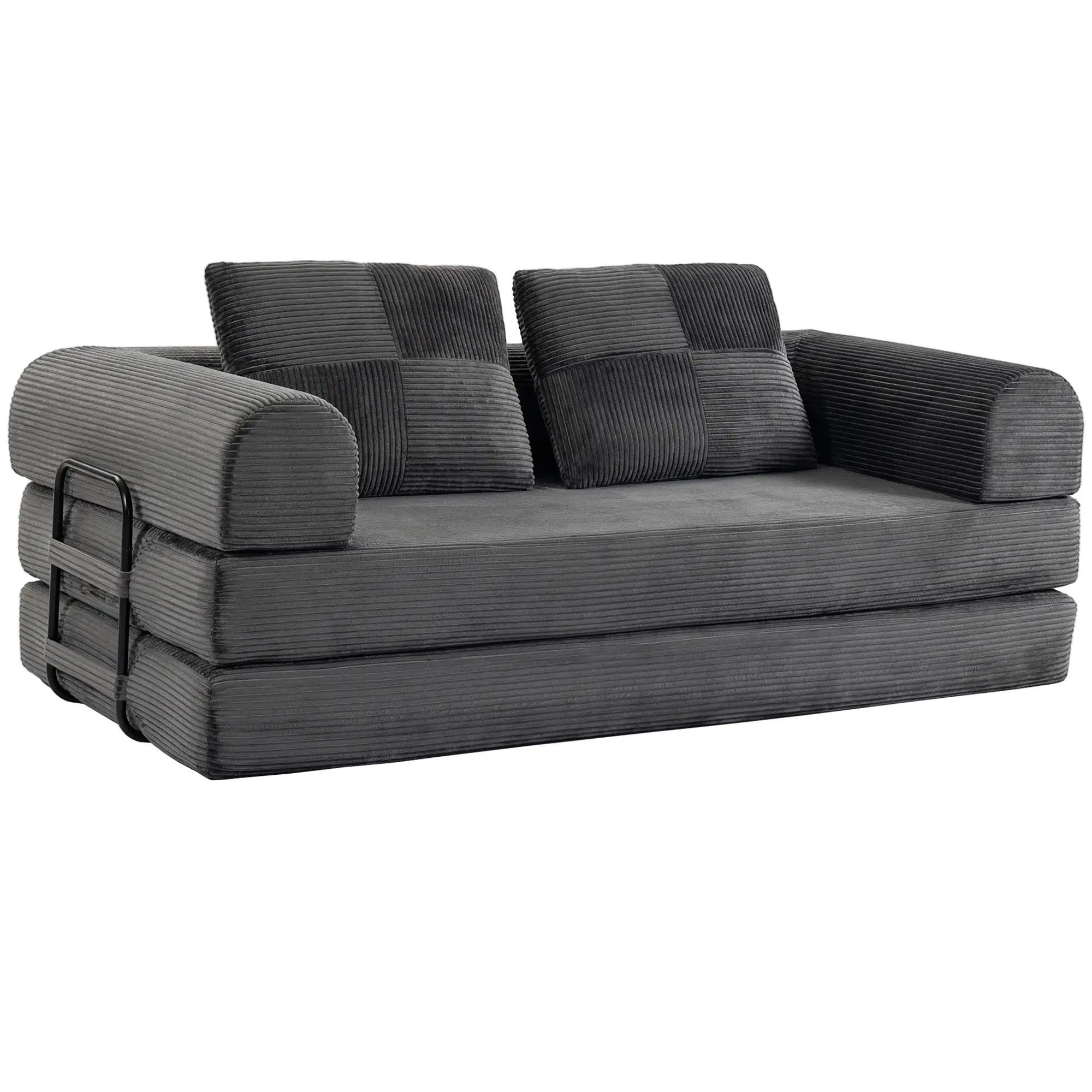 5-in-1 Convertible Sofa Bed, L-Shaped Loveseat, Dark Grey, Dark Grey Sofa Bed Dark Grey, Black at Gallery Canada