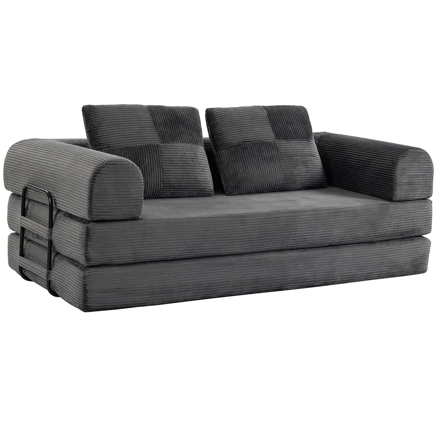5-in-1 Convertible Sofa Bed, L-Shaped Loveseat, Dark Grey, Dark Grey Sofa Bed Dark Grey, Black at Gallery Canada