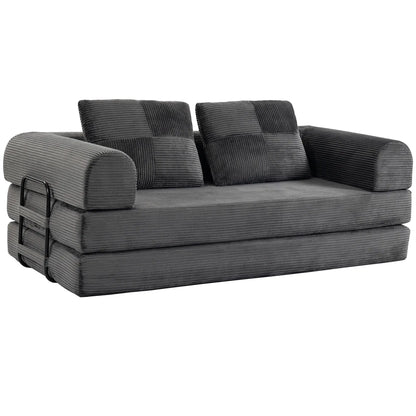 5-in-1 Convertible Sofa Bed, L-Shaped Loveseat, Dark Grey, Dark Grey Sofa Bed Dark Grey, Black at Gallery Canada
