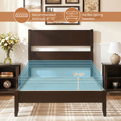 Twin Bed Frame with Headboard, Solid Wood Legs, 12 Slats, Rustic Brown Beds & Bed Frames at Gallery Canada