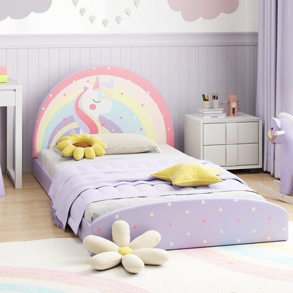 Twin Size Kids Floor Bed Frame, Upholstered, Purple Toddler Beds at Gallery Canada