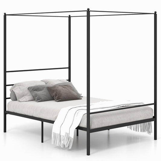 Twin, Full, Queen Size Metal Canopy Bed Frame, Black Simple Bed Frame Black at Gallery Canada
