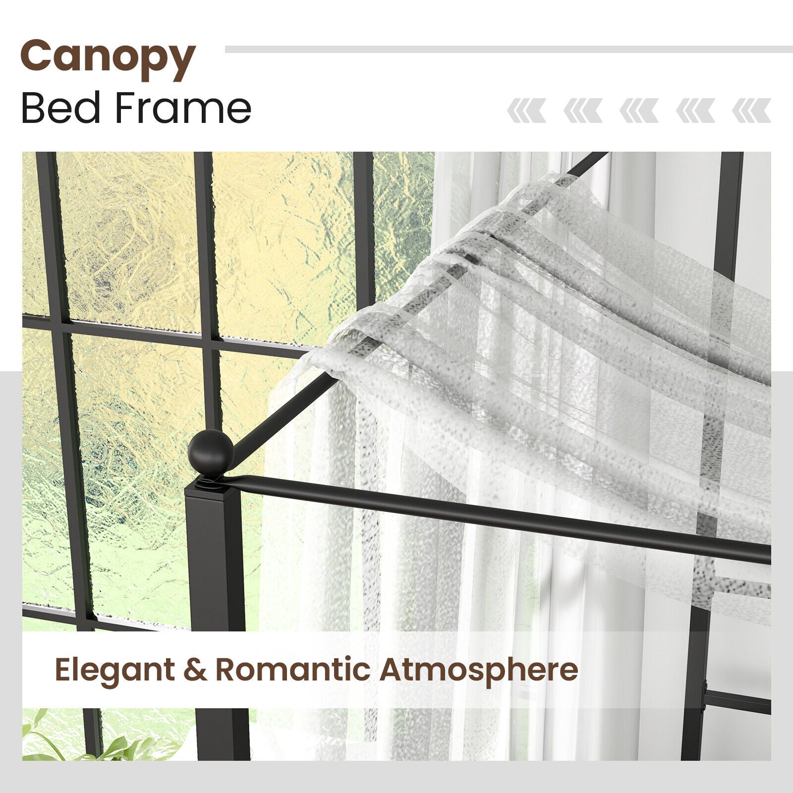 Twin, Full, Queen Size Metal Canopy Bed Frame, Black Simple Bed Frame at Gallery Canada