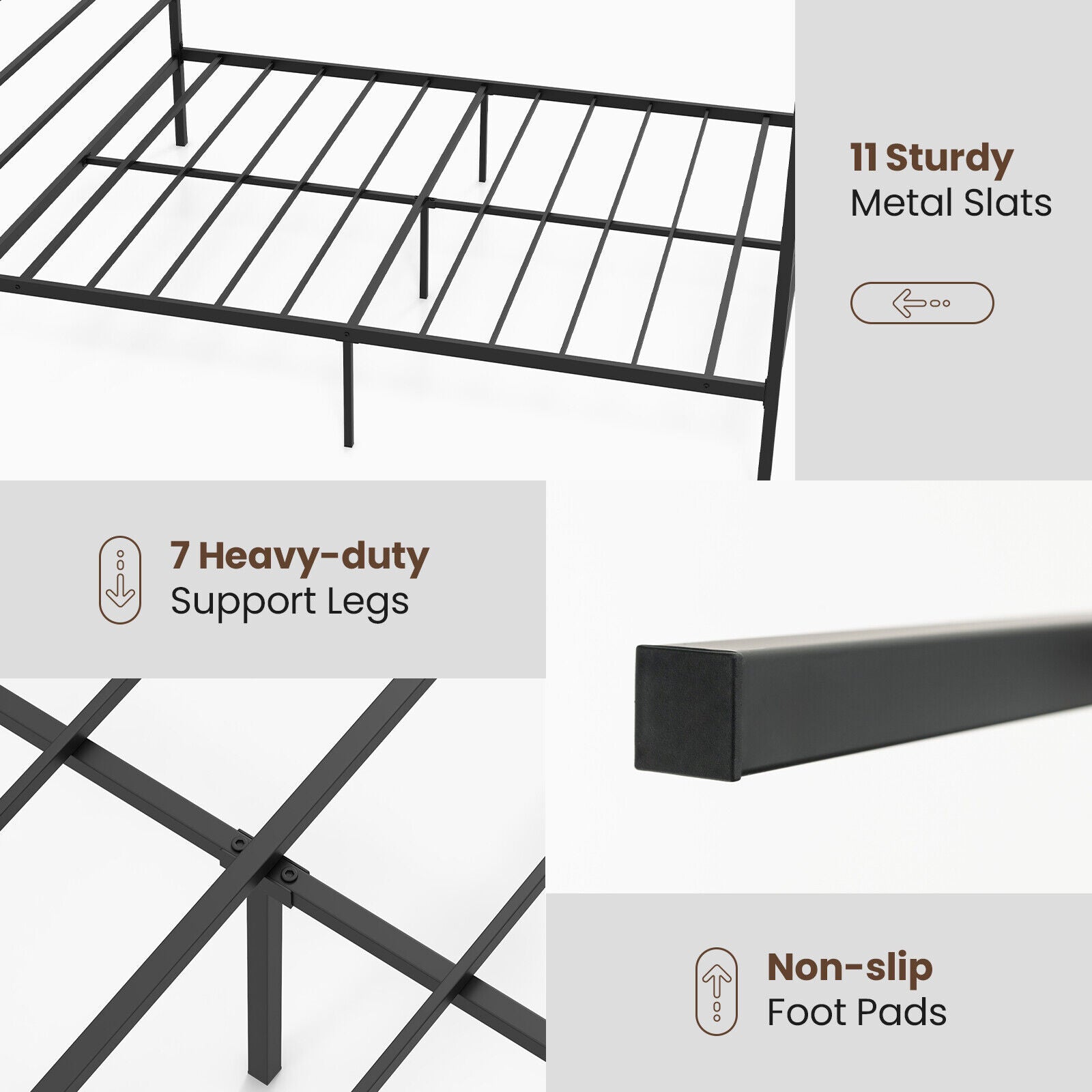 Queen Size Metal Canopy Bed Frame With Slat Support, Black Simple Bed Frame at Gallery Canada