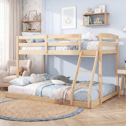 Twin Over Full Bunk Bed Frame, Natural