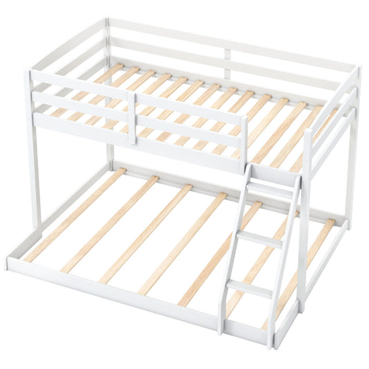 Twin Over Full Bunk Bed Frame, Low Floor, White Bunk Bed Frame White at Gallery Canada