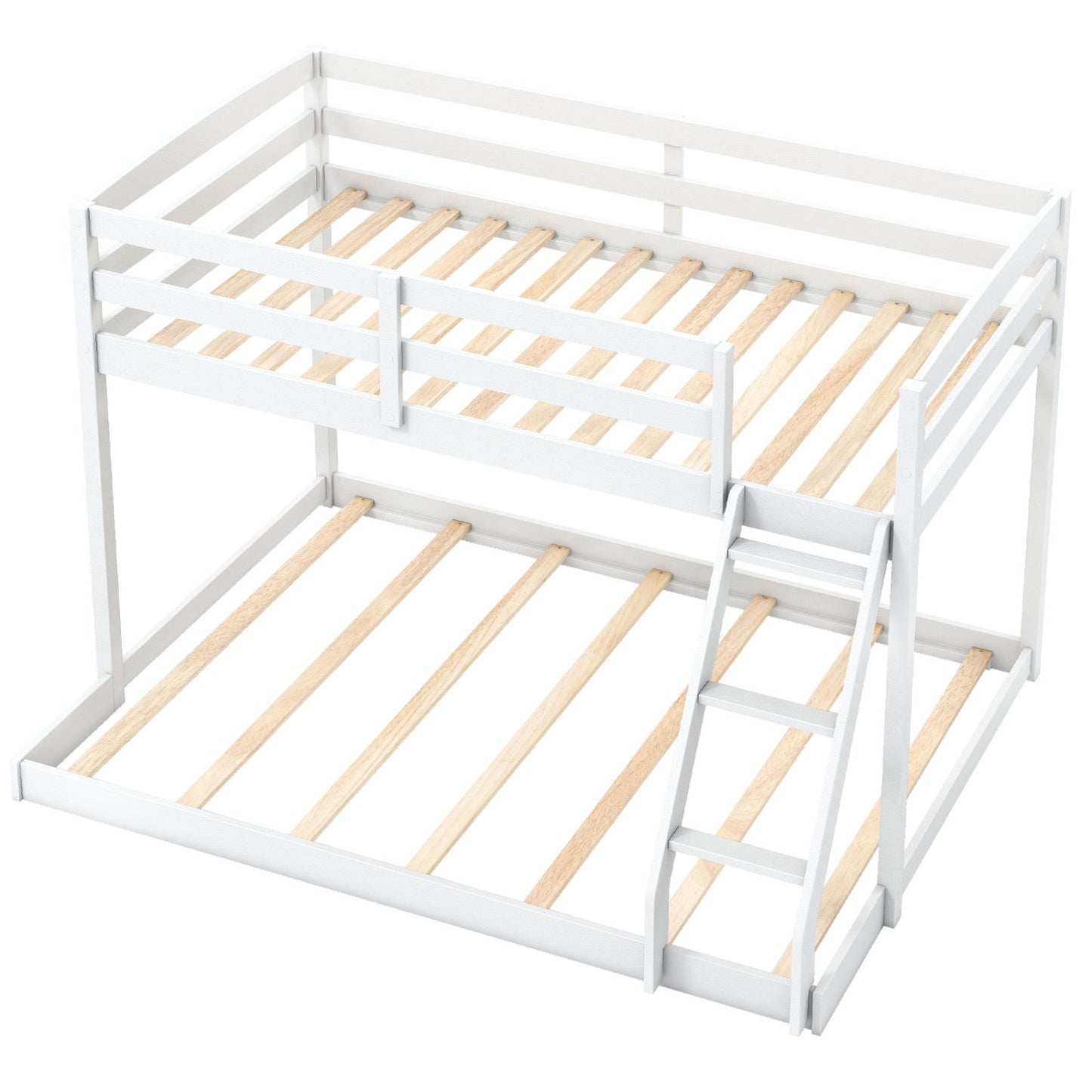 Twin Over Full Bunk Bed Frame, Low Floor, White Bunk Bed Frame at Gallery Canada