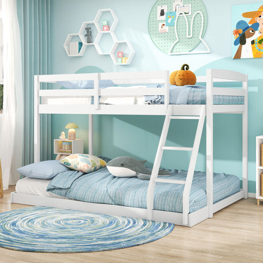 Twin Over Full Bunk Bed Frame, Low Floor, White Bunk Bed Frame White at Gallery Canada