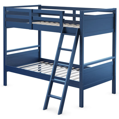 Twin Over Twin Bunk Bed, Convertible To 2 Beds, Wooden, Navy Bunk Bed Frame Navy at Gallery Canada